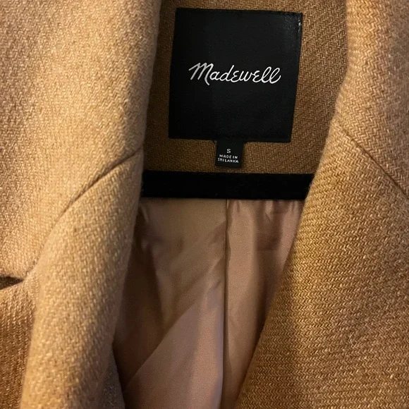 MADEWELL women’s wool and cashmere blend long coat jacket / overcoat, size small - Picture 3 of 5